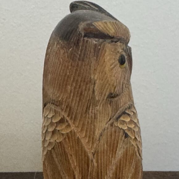 Hand Carved Owl Water Buffalo Horn Bird Figurine Acquired in Italy Gufo Artisan - Picture 6 of 13